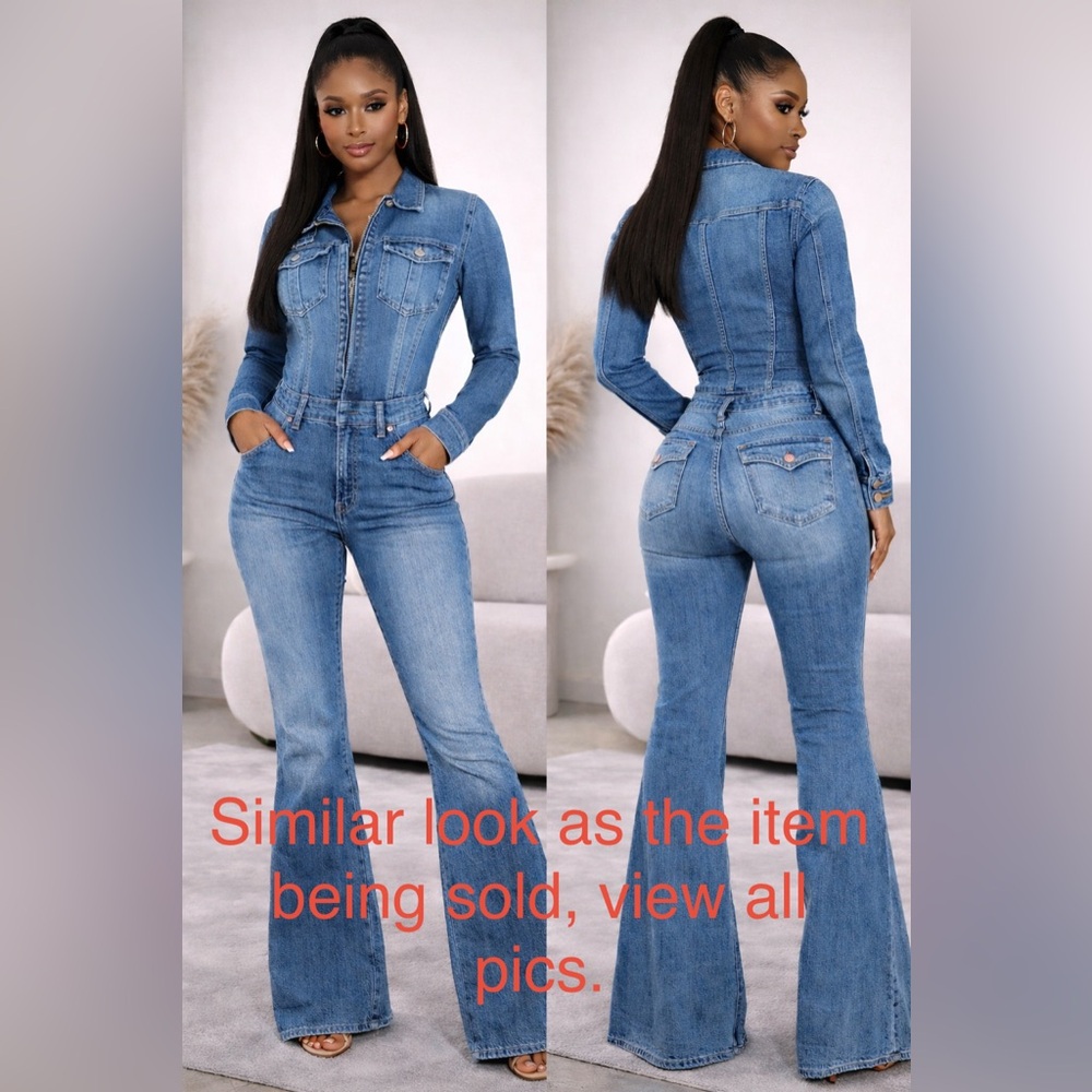 Hudson Blue Denim Flared Jumpsuit